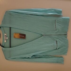 NWT Women's Annabella Aqua Half Zip Cardigan Size Medium